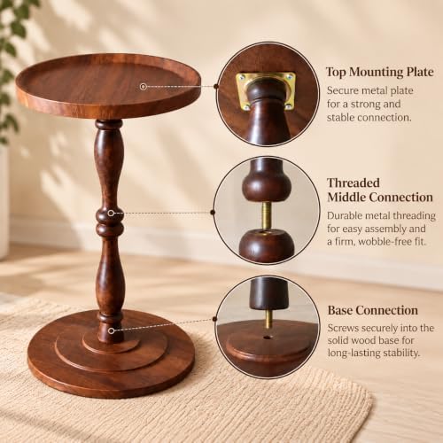 Round Drink Table, Small Pedestal Side Table, Martini Table, Dark Walnut in Dark Walnut, alternate view 4
