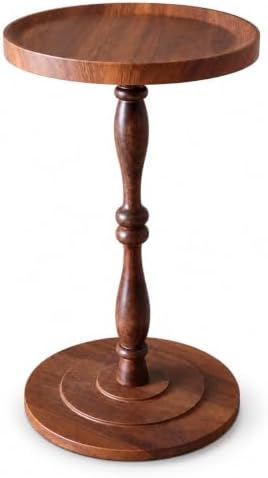 Round Drink Table, Small Pedestal Side Table, Martini Table, Dark Walnut in Dark Walnut, alternate view 6