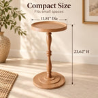 Round Drink Table, Small Pedestal Side Table, Martini Table, Natural Oak in Light Walnut, alternate view 2
