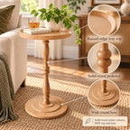 Round Drink Table, Small Pedestal Side Table, Martini Table, Natural Oak in Light Walnut, alternate view 3