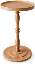 Round Drink Table, Small Pedestal Side Table, Martini Table, Natural Oak in Light Walnut, alternate view 6
