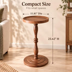 Round Drink Table, Small Pedestal Side Table, Martini Table, Walnut Brown in Brown, alternate view 2