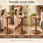 Round Drink Table, Small Pedestal Side Table, Martini Table, Walnut Brown in Brown, alternate view 5