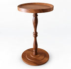 Round Drink Table, Small Pedestal Side Table, Martini Table, Walnut Brown in Brown, alternate view 6