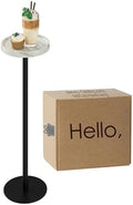 Round Drink Table, Small Pedestal Side Table, White Marble