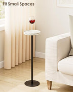 Round Drink Table, Small Pedestal Side Table, White Marble, alternate view 5