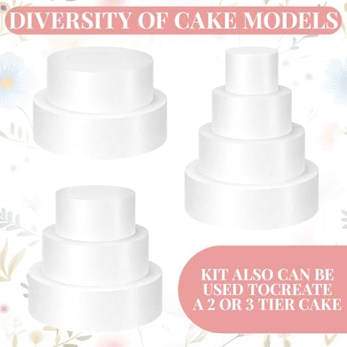 Round Foam Cake Dummy Set for Wedding Display, Nesting, 4 Tier in white, alternate view 4