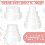Round Foam Cake Dummy Set for Wedding Display, Nesting, 4 Tier in white, alternate view 4