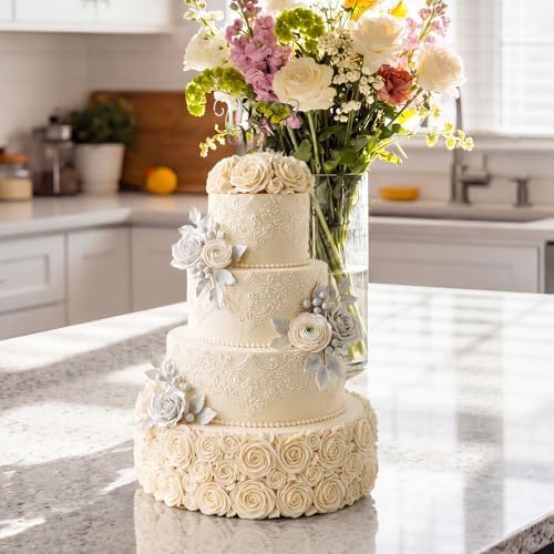 Round Foam Cake Dummy Set for Wedding Display, Nesting, 4 Tier in white, alternate view 5