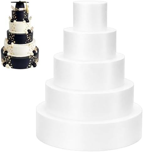 Round Foam Cake Dummy Set for Wedding Display, Nesting, 5 Tier in white