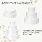 Round Foam Cake Dummy Set for Wedding Display, Nesting, 5 Tier in white, alternate view 4