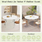 Round Folding Tables White Foldable Table, Fold-in-Half with Carrying Handle Portable Plastic Table for Party, alternate view