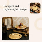 Round Gold Tray, Serving Platters, Vintage Metal Dessert Snack Platter, Decorative for Coffee Table, Fruits, alternate view 4
