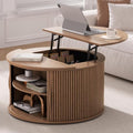 Round Lift Top Coffee Table with Storage for Living Room, Walnut