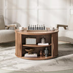 Round Lift Top Coffee Table with Storage for Living Room, Walnut, alternate view 5