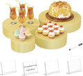 Round Metal Buffet Risers,4PCS Food Risers for Buffet Table 6in to 12in with Mini Acrylic Signs for Catering