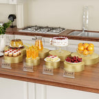 Round Metal Buffet Risers,4PCS Food Risers for Buffet Table 6in to 12in with Mini Acrylic Signs for Catering, alternate view
