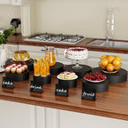 Round Metal Buffet Risers,4PCS Food Risers for Buffet Table 6in to 12in with Mini Acrylic Signs for Catering, alternate view