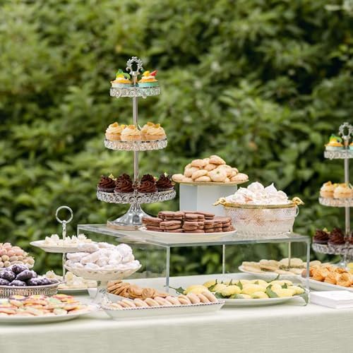 Round Metal Cupcake Tray Set, Crystal Dessert Display Stand for Weddings, Birthdays, Anniversaries, Party, alternate view 7