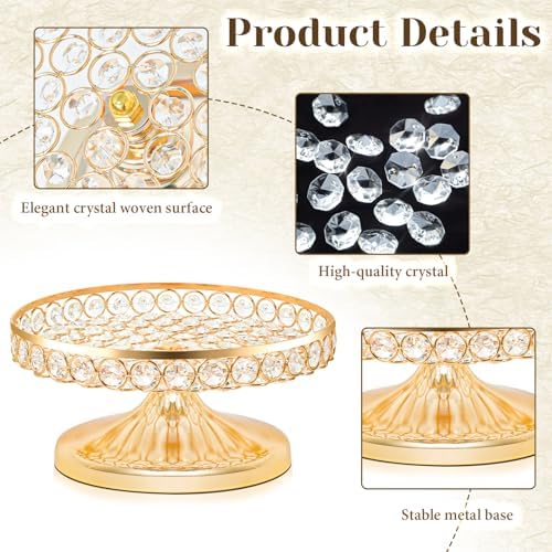 Round Metal Cupcake Tray Set, Crystal Dessert Display Stand for Weddings, Birthdays, Anniversaries, Party, alternate view 4