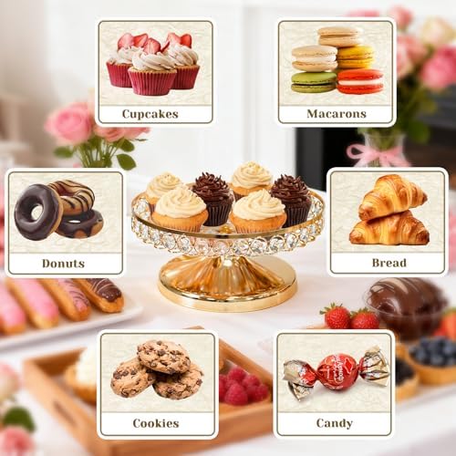Round Metal Cupcake Tray Set, Crystal Dessert Display Stand for Weddings, Birthdays, Anniversaries, Party, alternate view 5
