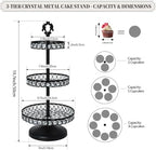 Round Metal Cupcake Tray Set, Crystal Dessert Display Stand for Weddings, Birthdays, Anniversaries, Party, alternate view 3