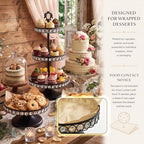 Round Metal Cupcake Tray Set, Crystal Dessert Display Stand for Weddings, Birthdays, Anniversaries, Party, alternate view 6