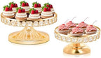 Round Metal Dessert Tray Set of 2, 9.7" & 7.9" Crystal Cupcake Display Stand for Weddings, Birthdays