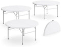 Round Plastic Bi-Fold Folding Table, 60 Inch, Granite White, Alloy Steel Frame, for Banquets, Catering, Events
