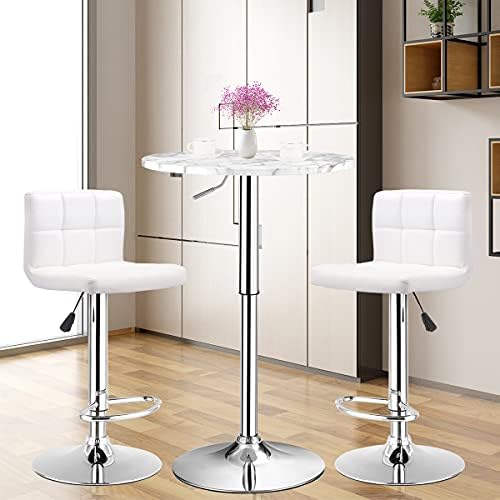 Round Pub Table Height Adjustable, 360° Swivel Cocktail Pub Table with Sliver Leg and Base for Home, Bar, alternate view 2