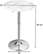 Round Pub Table Height Adjustable, 360° Swivel Cocktail Pub Table with Sliver Leg and Base for Home, Bar, alternate view 3
