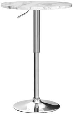 Round Pub Table Height Adjustable, 360° Swivel Cocktail Pub Table with Sliver Leg and Base for Home, Bar, alternate view 5