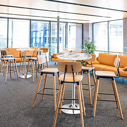 Round Pub Table Height Adjustable, 360° Swivel Cocktail Pub Table with Sliver Leg and Base for Home, Bar, alternate view 6
