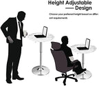 Round Pub Table Height Adjustable, 360° Swivel Cocktail Pub Table with Sliver Leg and Base for Home, Bar, alternate view 7