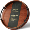 Round Serving Tray 11.8in Decorative Coffee Table Tray(Brown) in Brown