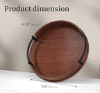 Round Serving Tray 11.8in Decorative Coffee Table Tray(Brown) in Brown, alternate view 3