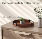 Round Serving Tray 11.8in Decorative Coffee Table Tray(Brown) in Brown, alternate view 5