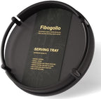 Round Serving Tray 9.8in Decorative Coffee Table Tray(Black) in Black