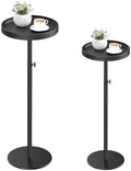 Round Side Table, Adjustable Small Drink Table Set of 2 Black