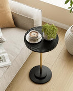 Round Side Table, Drink Table for Small Spaces, Black Gold Carved