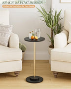 Round Side Table, Drink Table for Small Spaces, Black Gold Carved, alternate view 4
