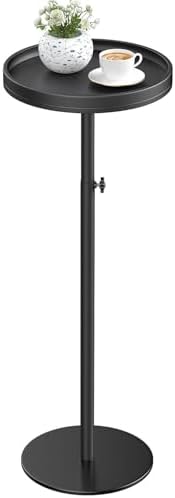 Round Side Table, Small Drink Table for Small Spaces, Black in Black