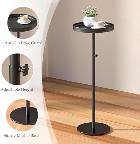 Round Side Table, Small Drink Table for Small Spaces, Black in Black, alternate view 5