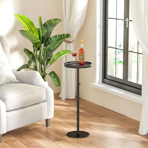 Round Side Table, Small Drink Table for Small Spaces, Black in Black, alternate view 6