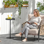 Round Side Table, Small Drink Table for Small Spaces, Black in Black, alternate view 7