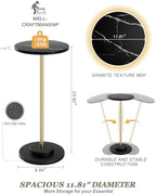 Round Side Table, Small Drink Table for Small Spaces, Black Marble, alternate view 2