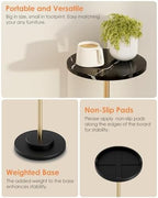 Round Side Table, Small Drink Table for Small Spaces, Black Marble, alternate view 5