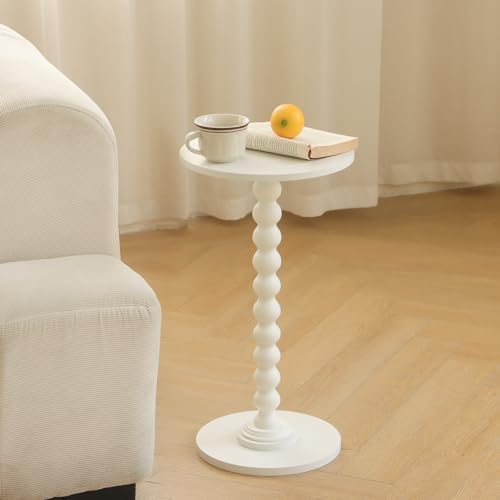 Round Side Table, Small Drink Table for Small Spaces, Modern Accent End Table Nightstand with Solid Wood Leg for, alternate