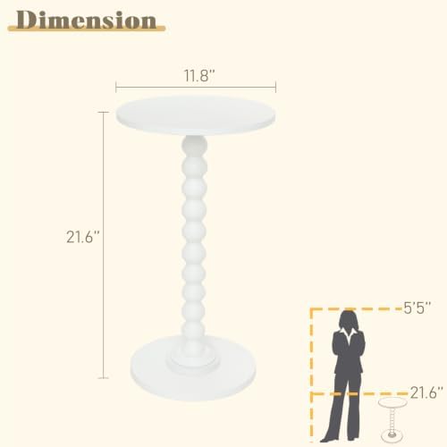 Round Side Table, Small Drink Table for Small Spaces, Modern Accent End Table Nightstand with Solid Wood Leg for, alternate