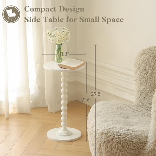 Round Side Table, Small Drink Table for Small Spaces, Modern Accent End Table Nightstand with Solid Wood Leg for, alternate